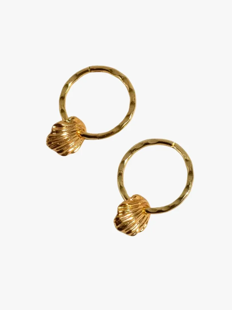 Gold Flat Shell Mini Hoops by Saint Valentine on The Iconic