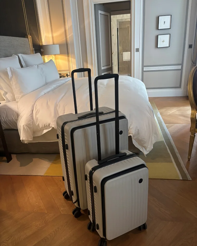 Checking into the hotel with Nere luggage