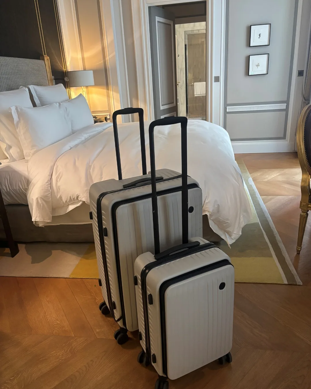 Checking into the hotel with Nere luggage