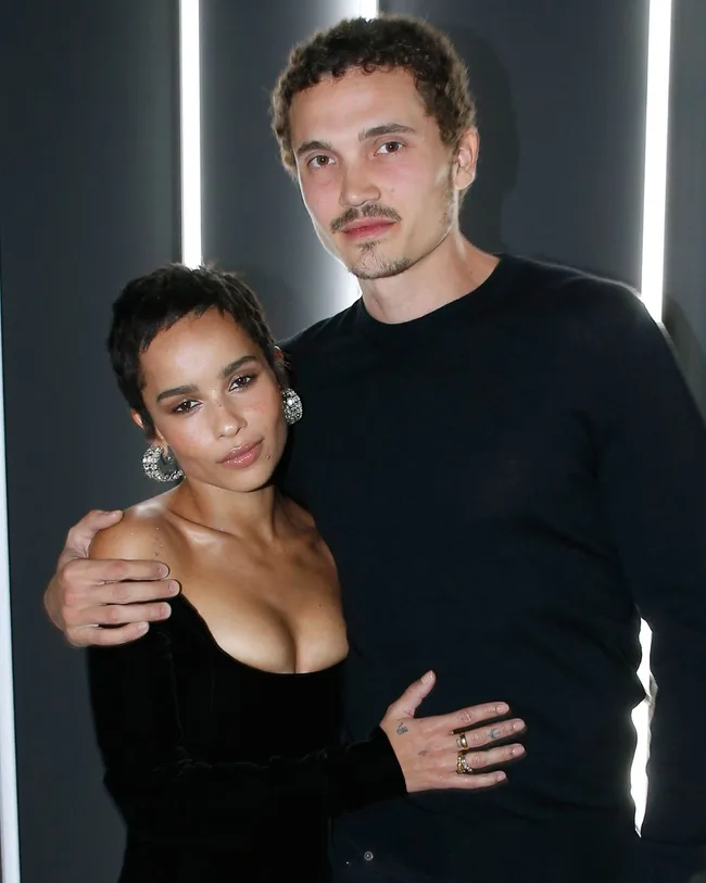 zoe kravitz embraces her husband karl glusman