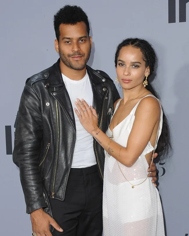 zoe kravitz and twin shadow embrace on red carpet