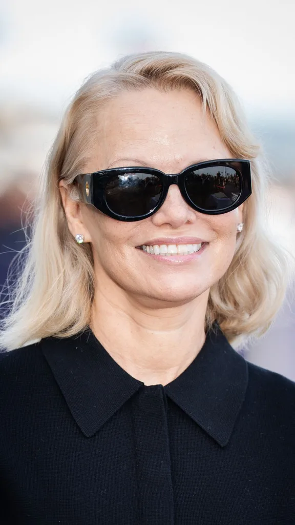 Pamela Anderson wearing sunglasses