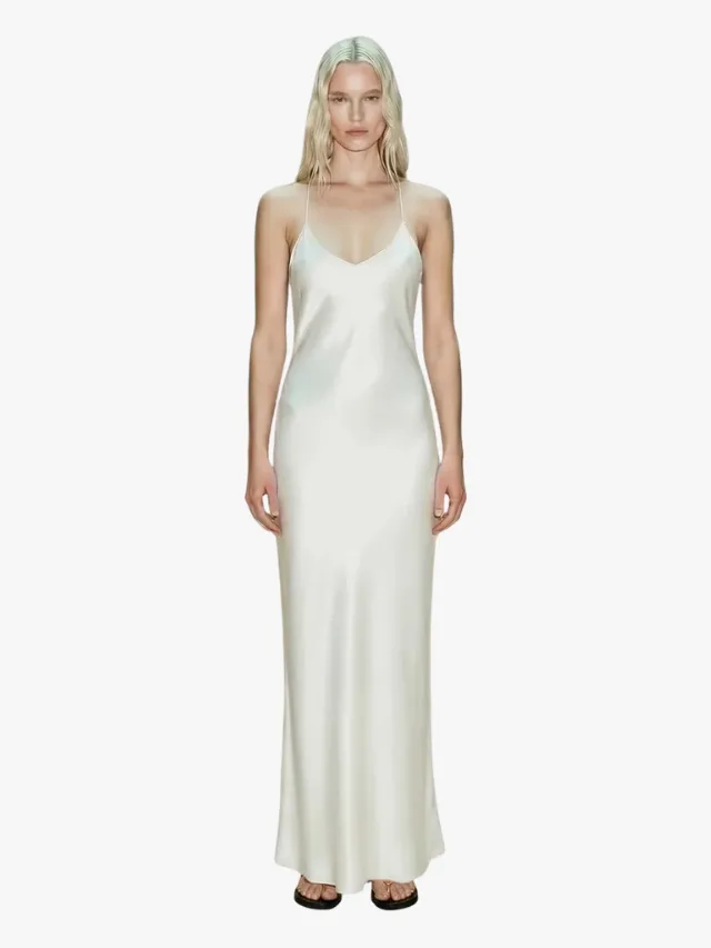 Atoir white silk slip wedding reception dress