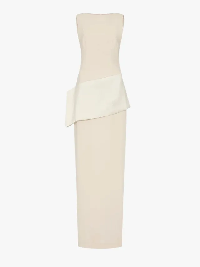 Rachel Gilbert minimal high-neck wedding dress with wash sash detail