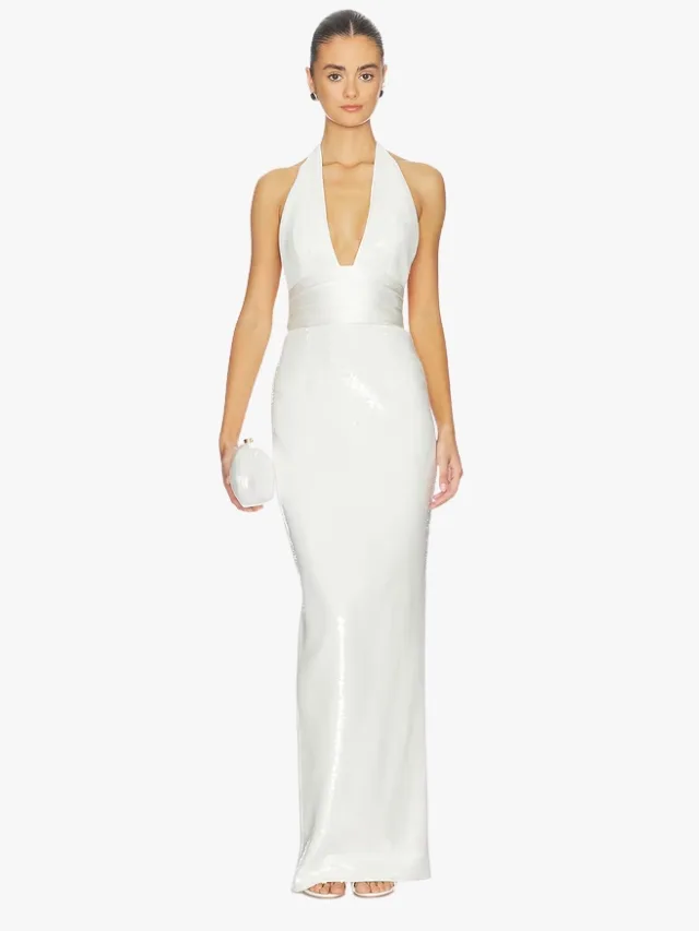 Slinky halter wedding gown by retrofete