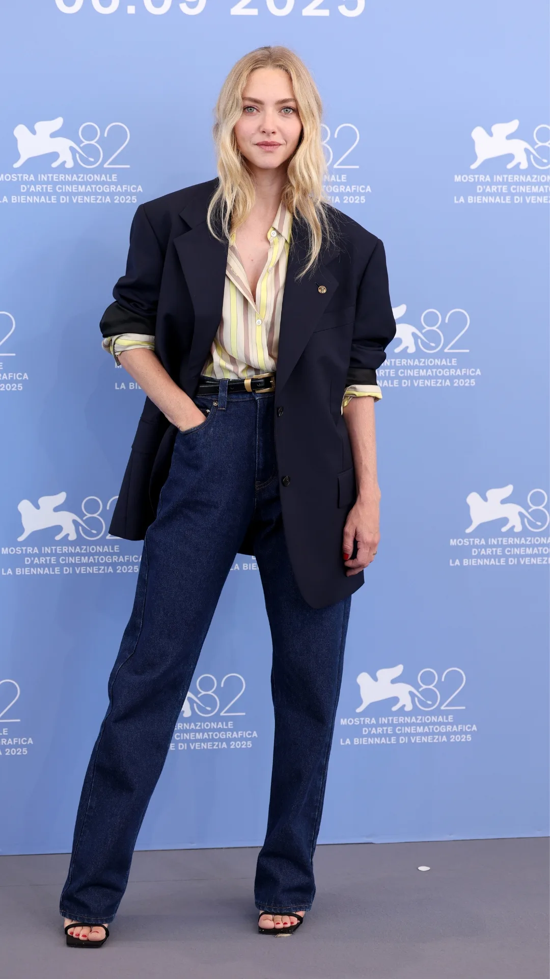 Amanda Seyfriend pictured for photo call of her film at the 2025 Venice Film Festival. 