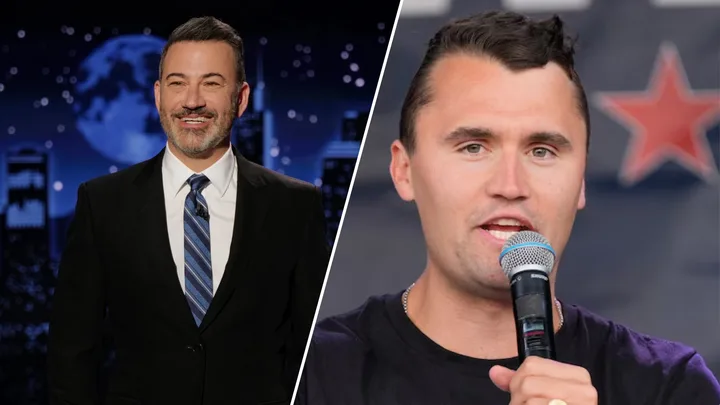 A still of Jimmy Kimmel & Charlie Kirk via Getty.