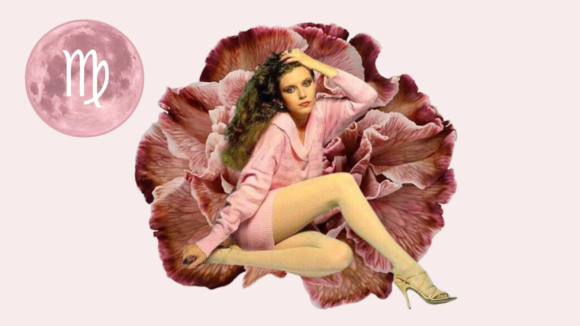 Virgo lunar eclipse featuring floral arrangement and the Blood Moon. 