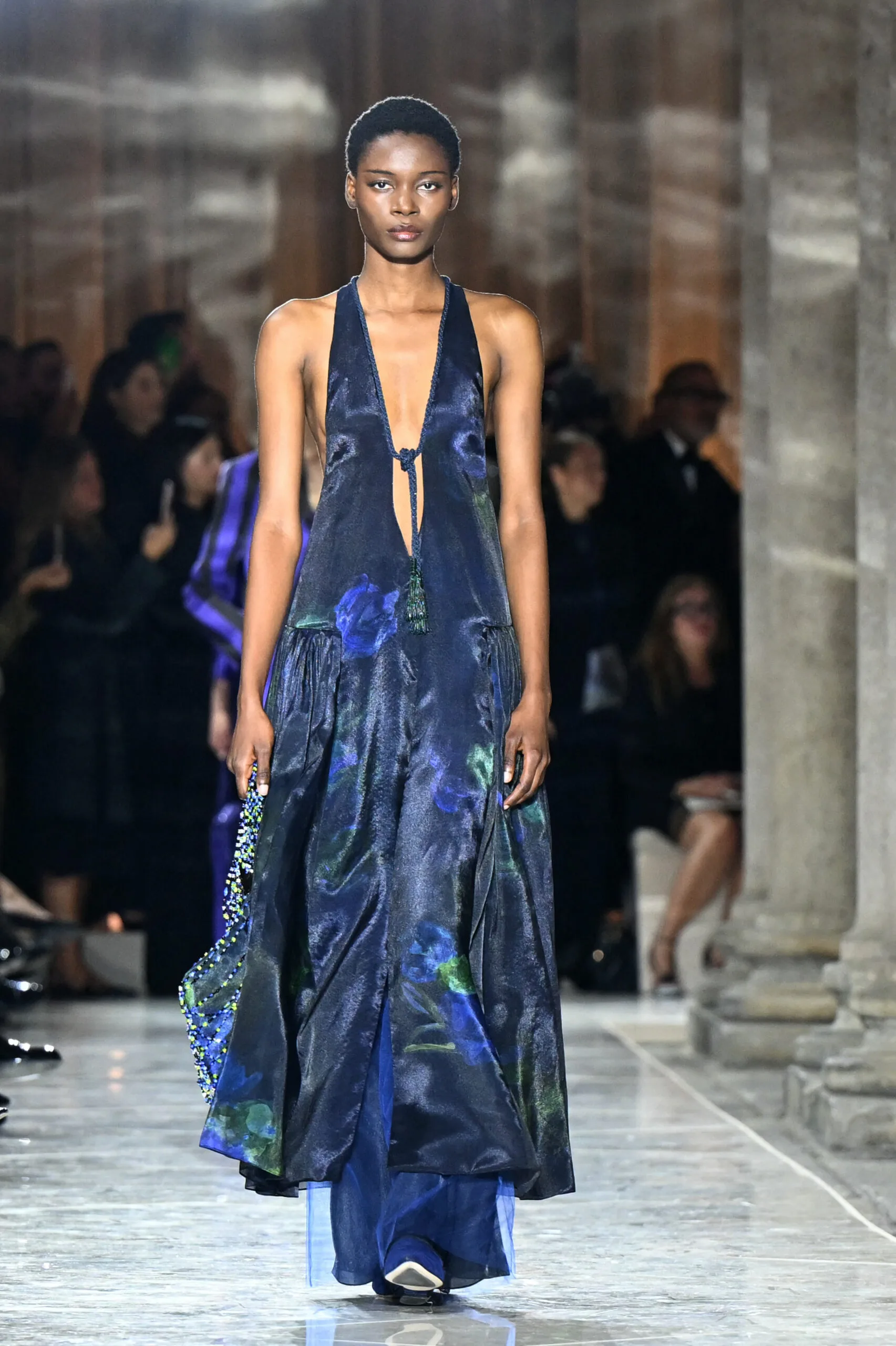 A model walks the runway during the Giorgio Armani collection show at Milan's Fashion Week Womenswear Spring / Summer 2026, at the Pinacoteca di Brera Museum on September 28, 2025 in Milan. (Photo by Stefano RELLANDINI / AFP) (Photo by STEFANO RELLANDINI/AFP via Getty Images)