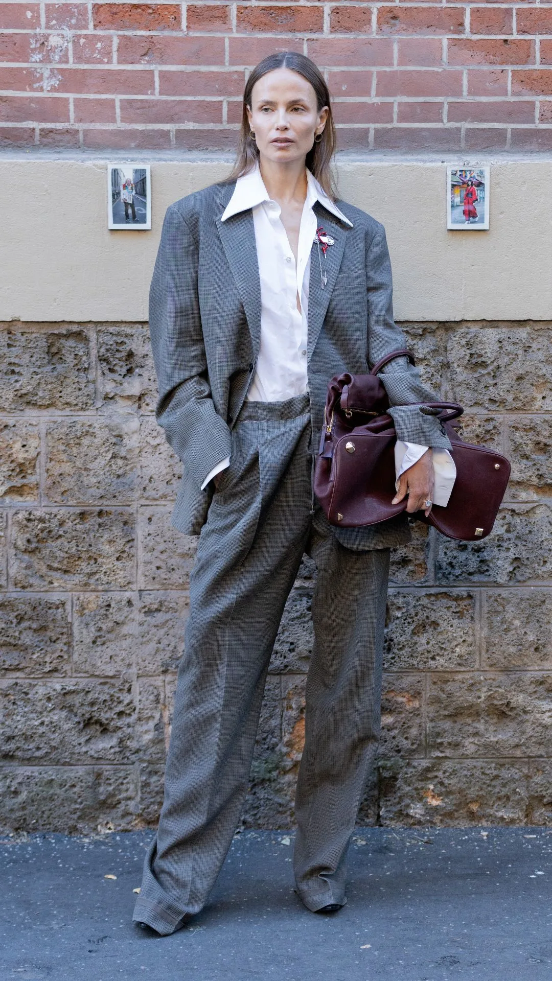 how to style an oversized shirt with blazer and trousers