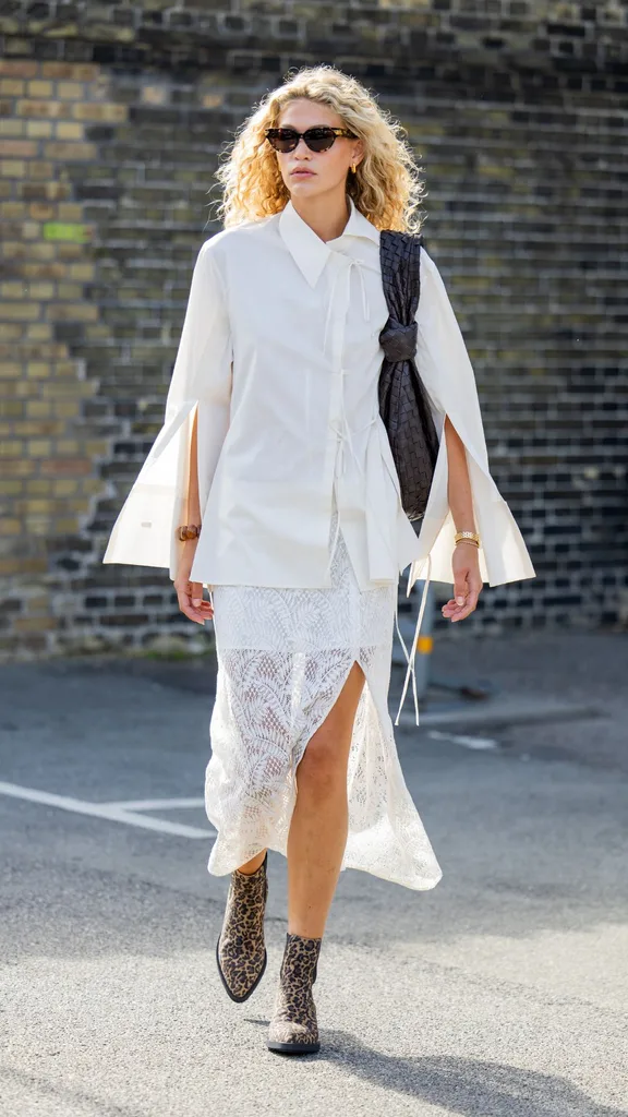 how to style an oversized shirt with a sheer lace skirt