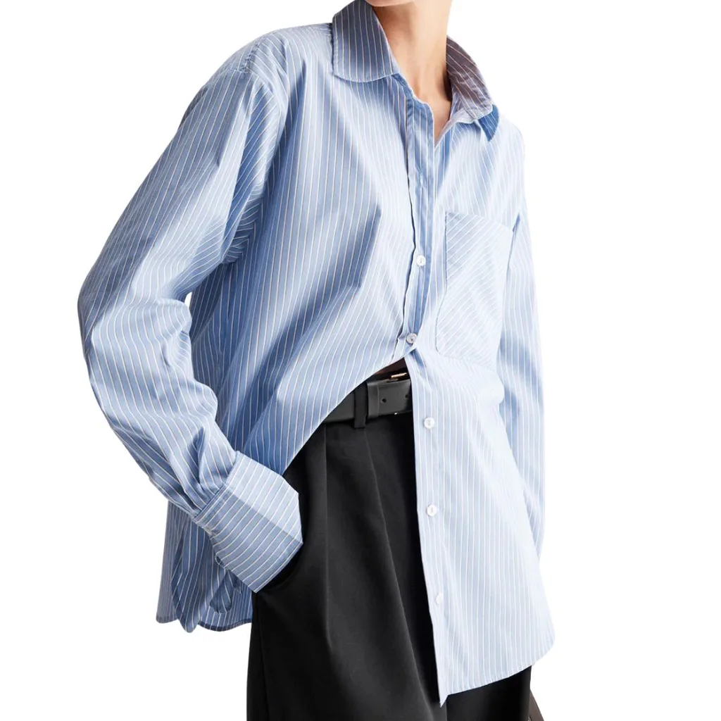 oversized blue stripe shirt