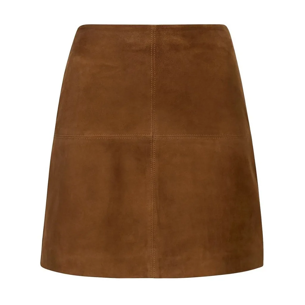brown suede mini skirt to wear with an oversized shirt
