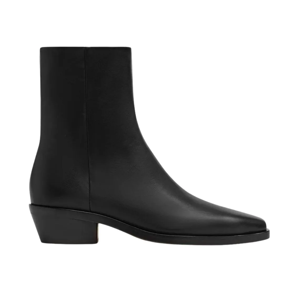 black ankle boots with a cuban heel