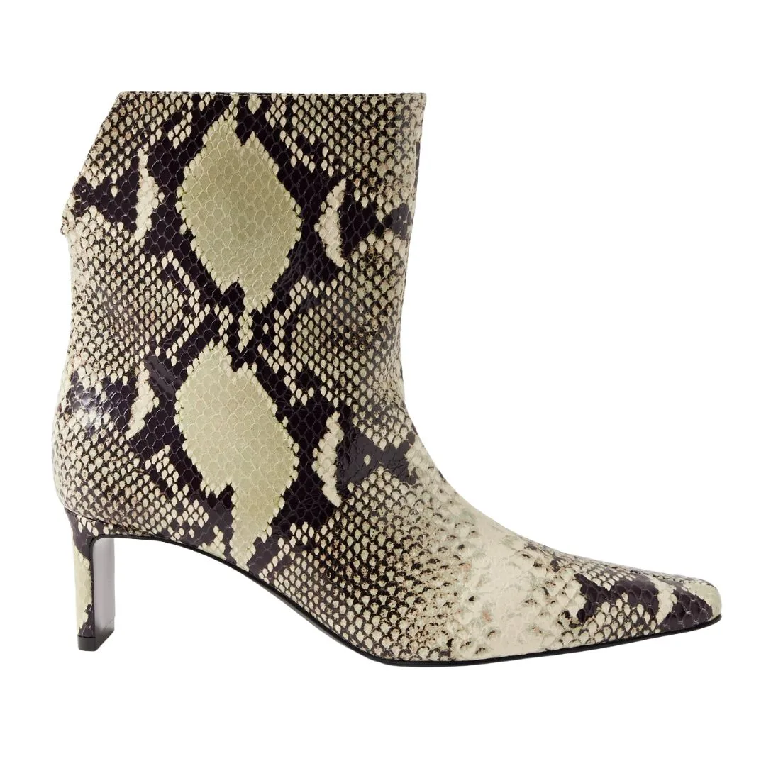 snakeskin ankle boots