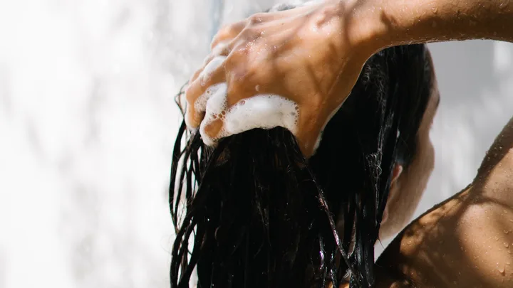 woman washing hair