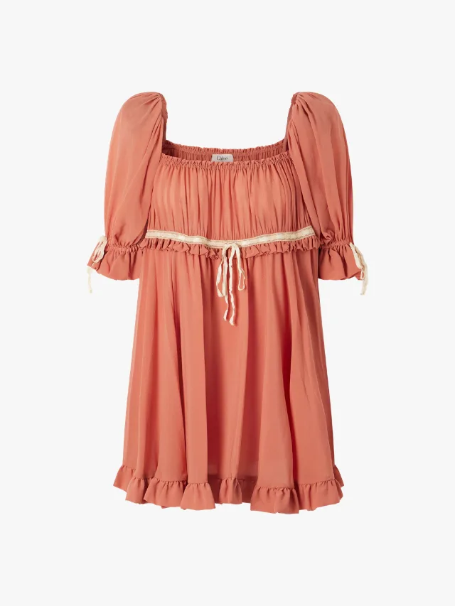 CHLO&Eacute;
Gathered Silk-Georgette Mini Dress