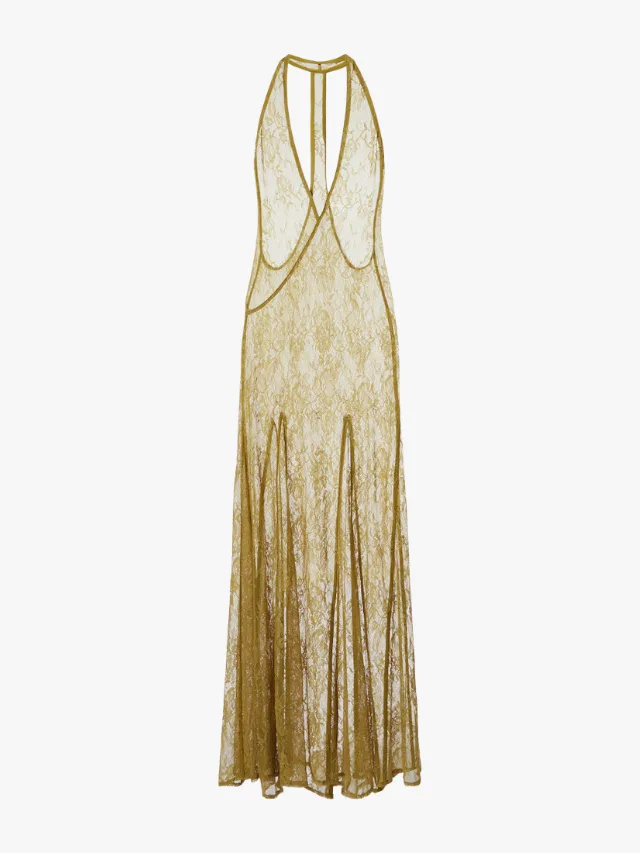 ARIANA DEGREAS
Sheer Open-Back Lace Maxi Dress