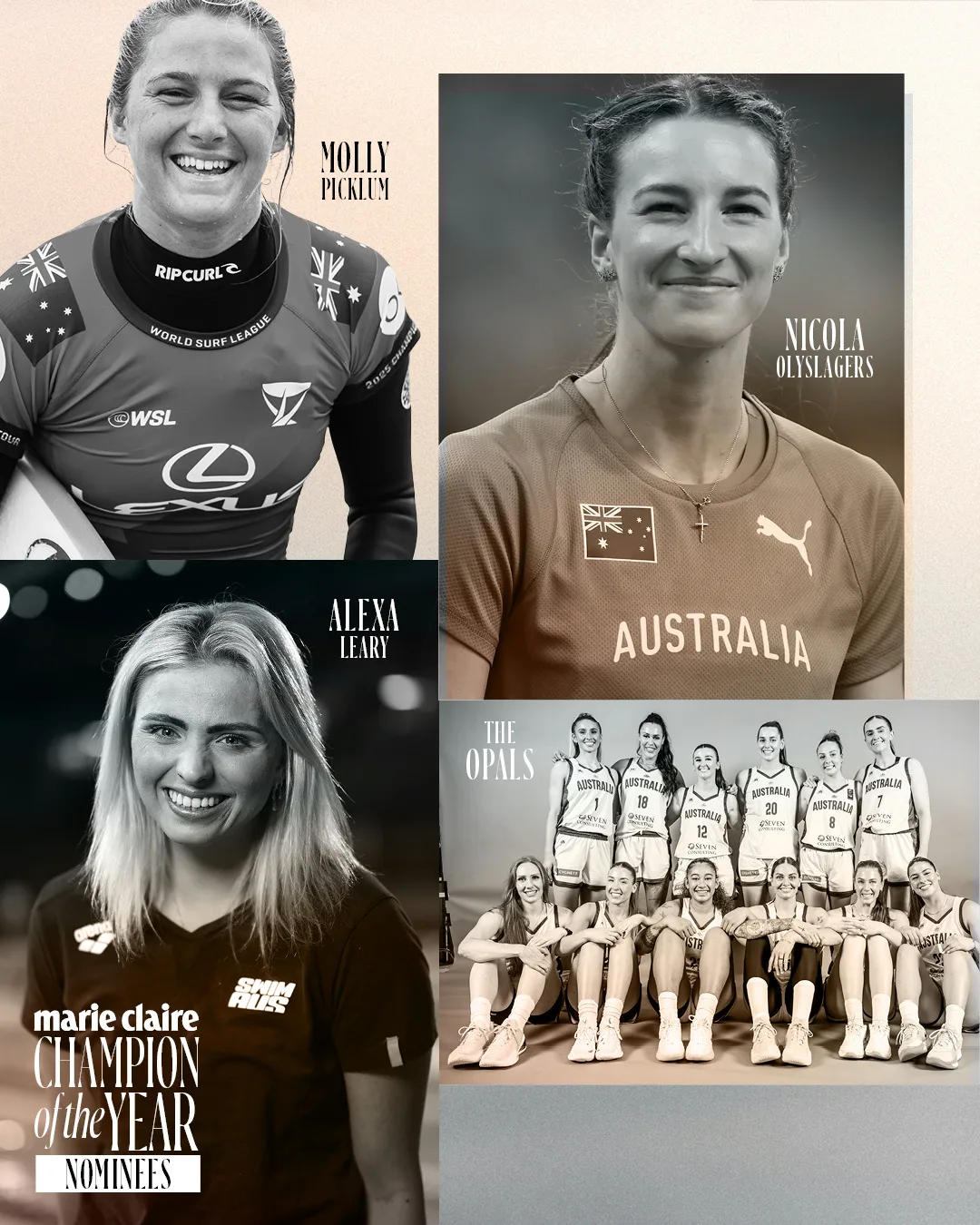 The Champions: The Opals, Alexa Leary, Nicola Olyslagers and Molly Picklum - women reaching new heights in sport, defying limits, inspiring a nation and rewriting what&rsquo;s possible.