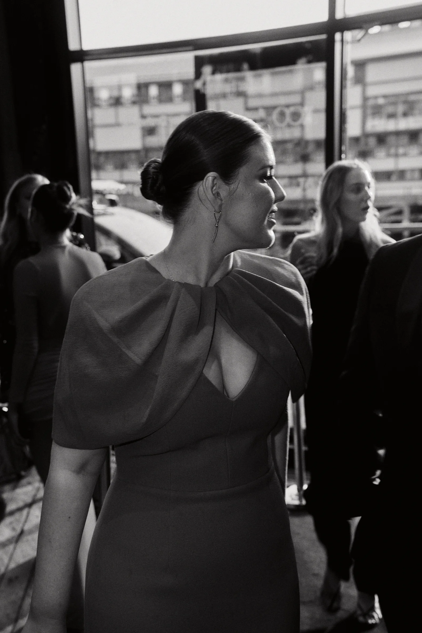 Brittany Higgins wears dress by Rebecca Vallance and jewellery by Georg Jensen. Image: Mason MacKenzie Wood 