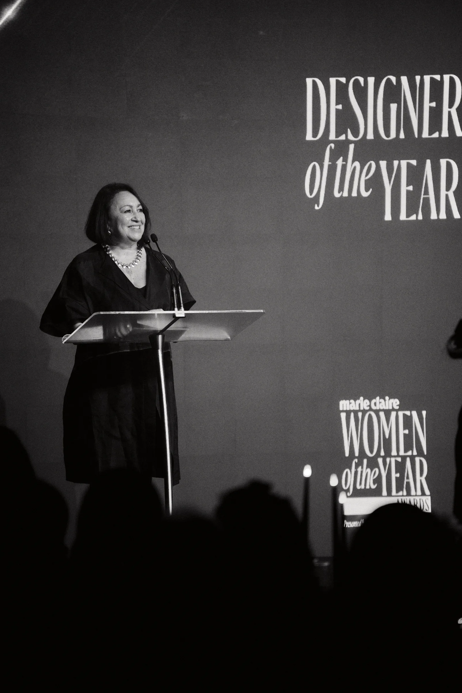 Vice-President of Fiskars Group, Anne Sullivan, presents marie claire's Designer of the Year award. 