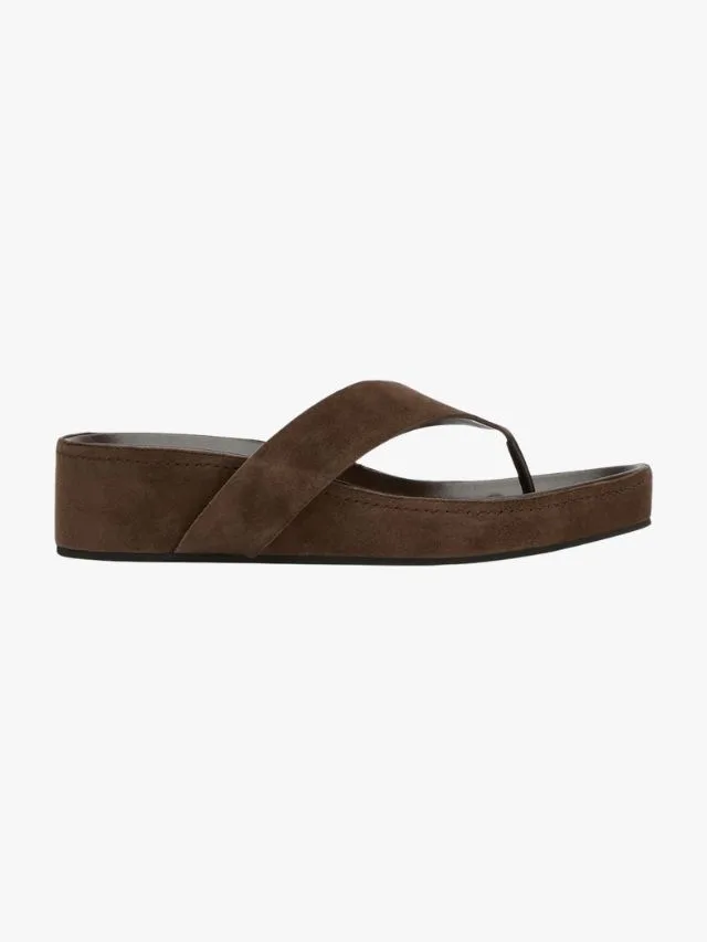 Tony Bianco Blaire Espresso Suede platform thong sandal