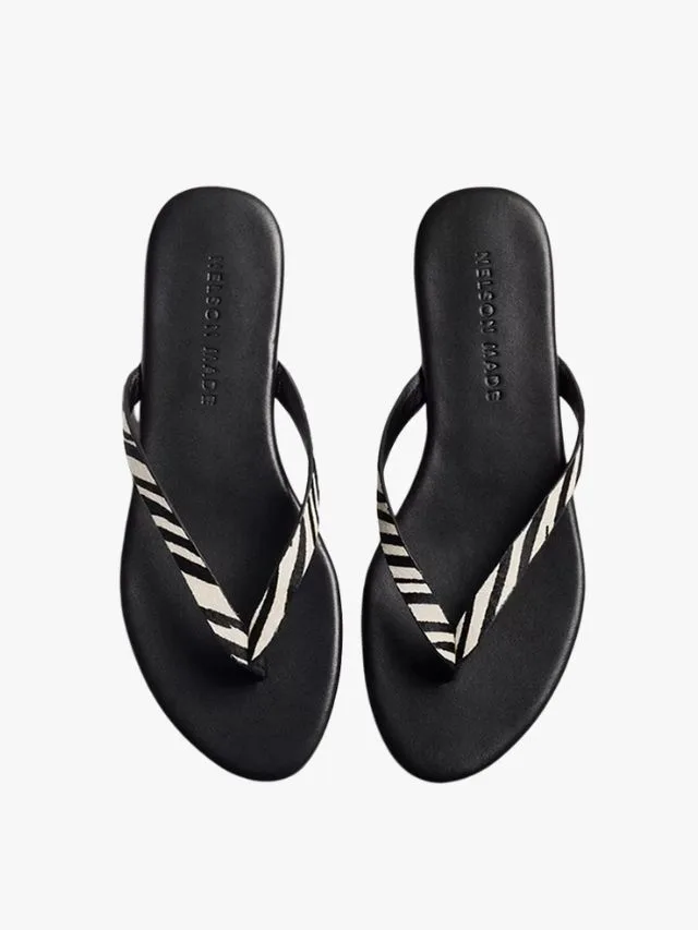 Nelson Made Sonni thong Sandal in zebra print