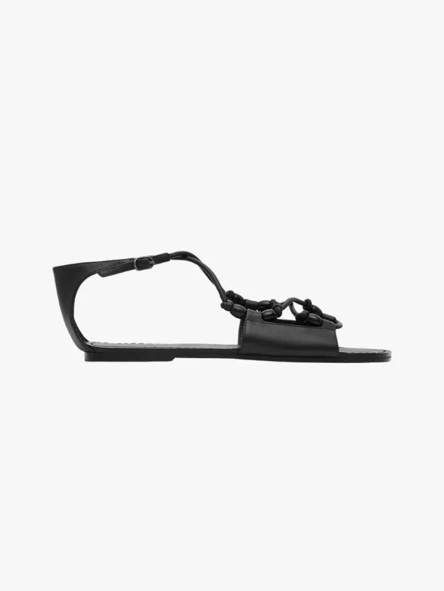 St Agni Beaded Detail Sandal - Black