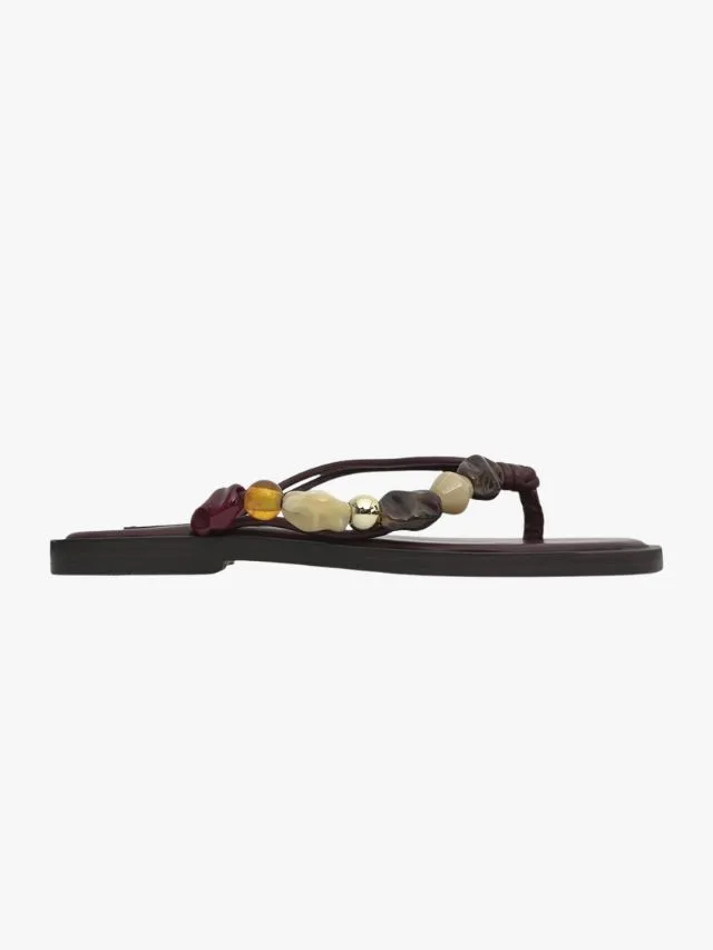 Betts Saltwater Leather Multi Beaded Thong Sandals