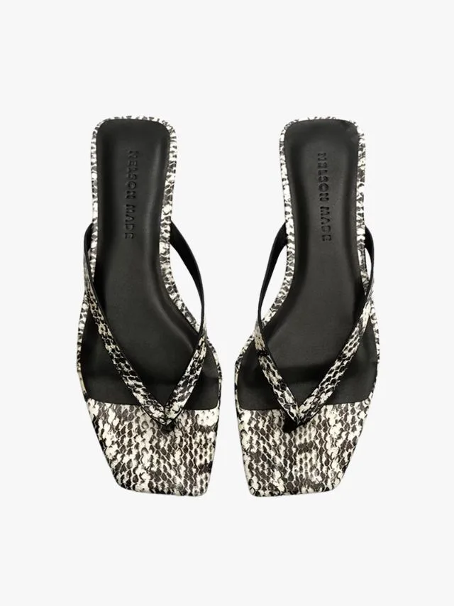 Nelson Made Petra Sandal in Snake pattern leather