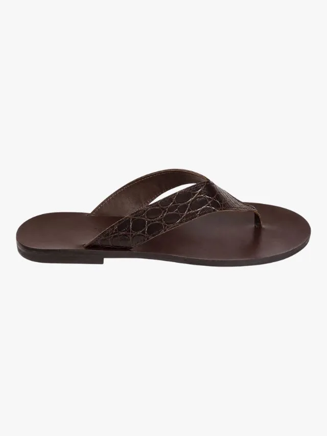 MILA flip flop dark brown croc leather