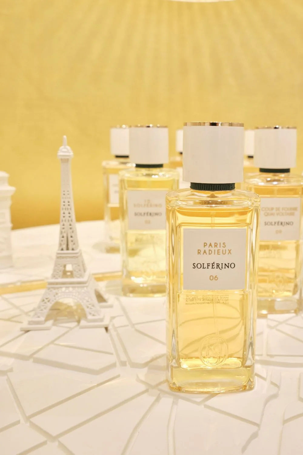 Solferino fragrances displayed on map of paris city in store