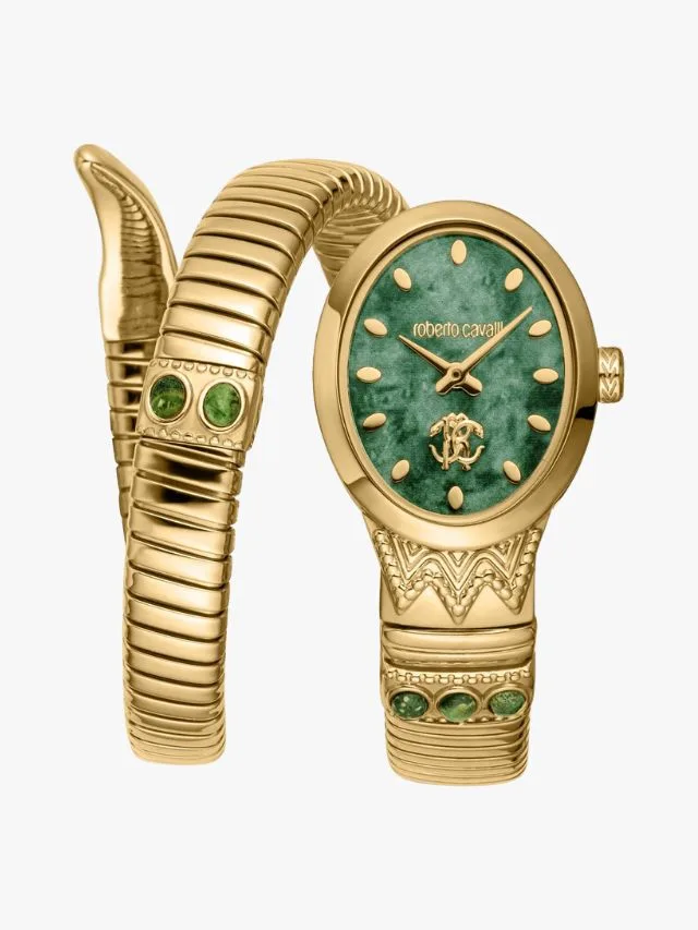 best watch trends roberto cavalli snake stainless steel gold