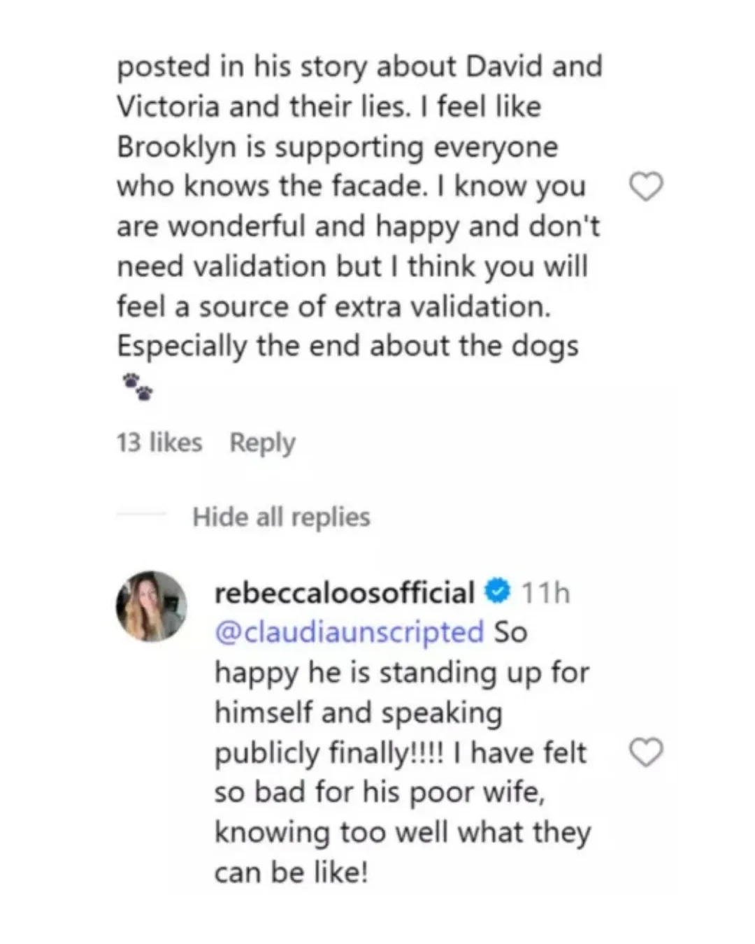 rebecca loos statement