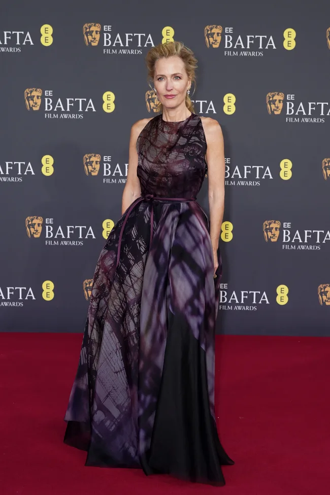 LONDON, ENGLAND - FEBRUARY 22: Gillian Anderson attends the 2026 EE BAFTA Film Awards at The Royal Festival Hall on February 22, 2026 in London, England. (Photo by Dominic Lipinski/Getty Images)