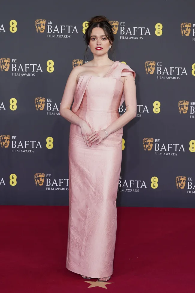 LONDON, ENGLAND - FEBRUARY 22: Aimee Lou Wood attends the EE BAFTA Film Awards 2026 at The Royal Festival Hall on February 22, 2026 in London, England. (Photo by Dominic Lipinski/Getty Images)