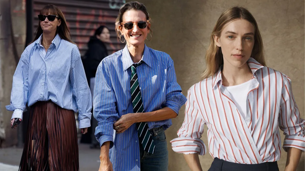 Street style people in striped shirt