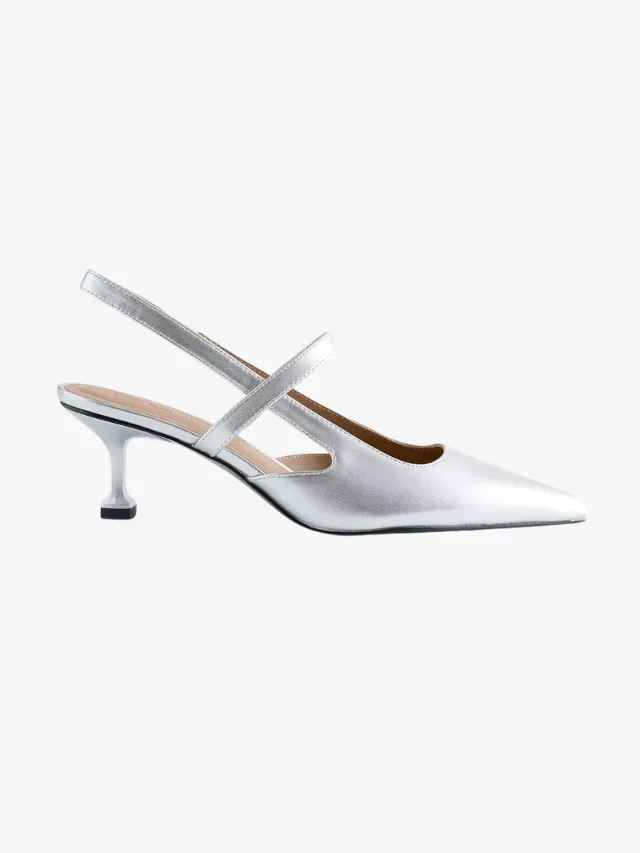 Best Silver Heels_Metallic Heel Trend maire claire_& OTHER STORIES Slingback Pumps