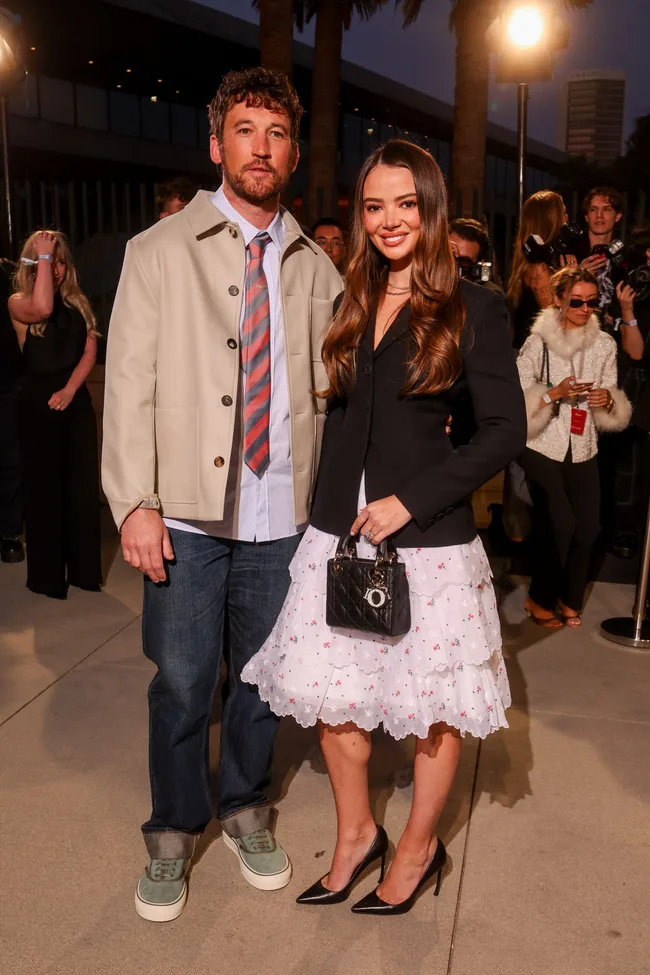 Miles Teller and Keleigh Sperry at Dior 2027 Cruise Collection Show held at LACMA on May 13, 2026 in Los Angeles, California. (Photo by Christopher Polk/Variety via Getty Images)