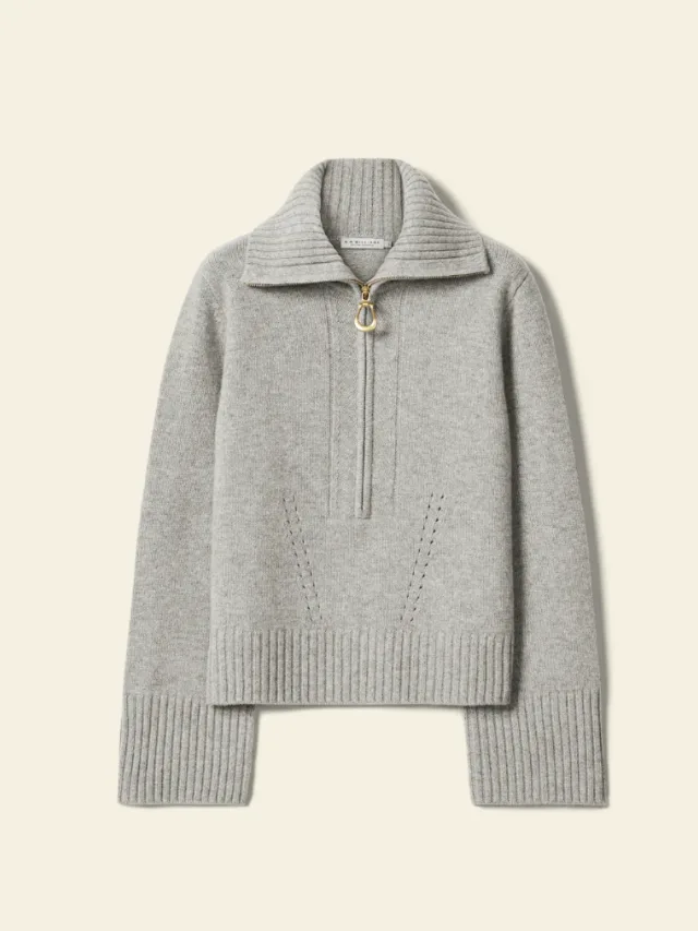 Casuarina Lambswool Zip Knit in 'Grey