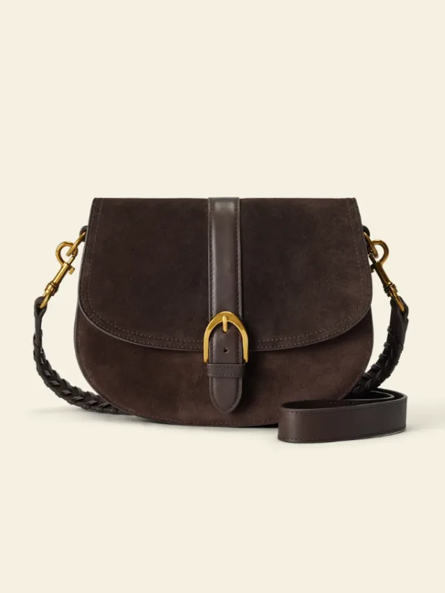 Alice Saddle Suede Day Bag in 'Cocoa'