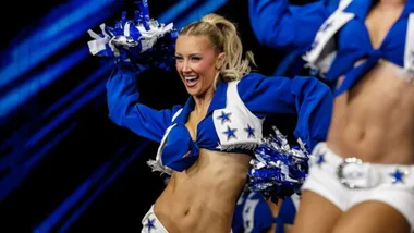 Dallas Cowboys Cheerleader Faith Ward wearing her signature ponytail