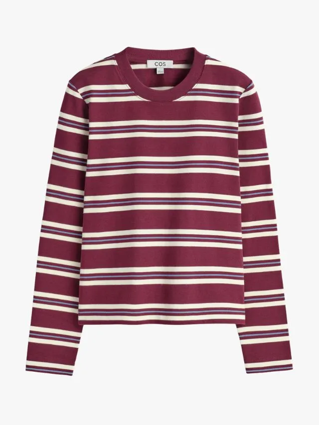 Cos red and white striped long sleeve top