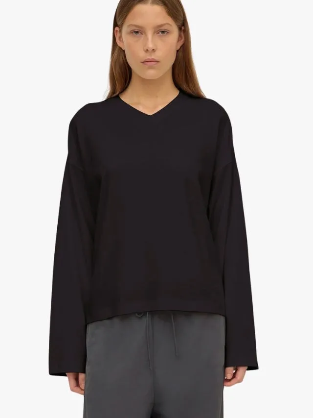 Assembly label black long sleeve top v neck