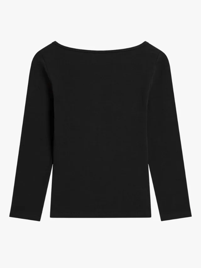 St agni boatneck long sleeve top in black