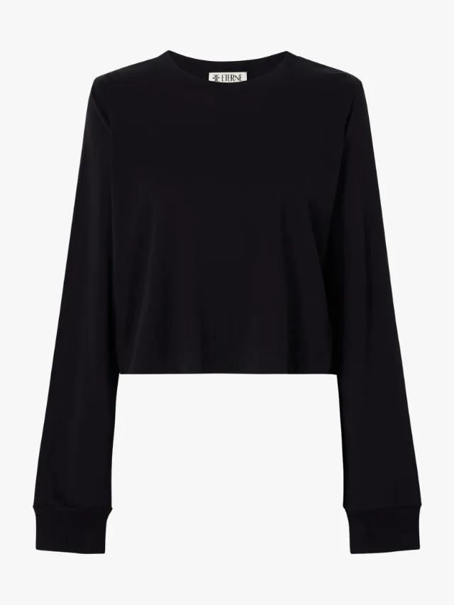 Cropped long sleeve black tshirt basic