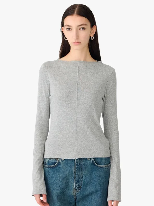 Bassike grey long sleeve boatneck top