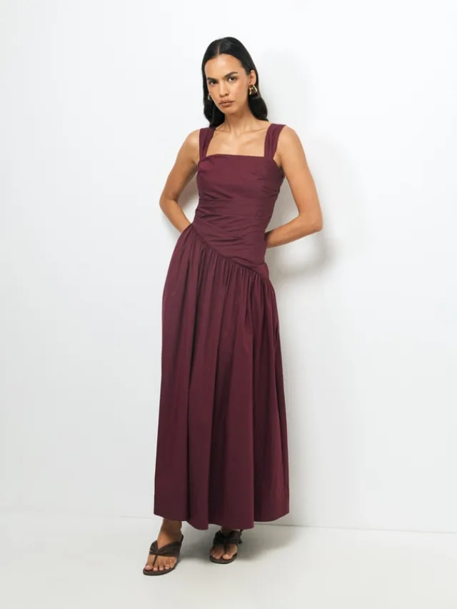 AERE
Kylara Ruched Midi Dress