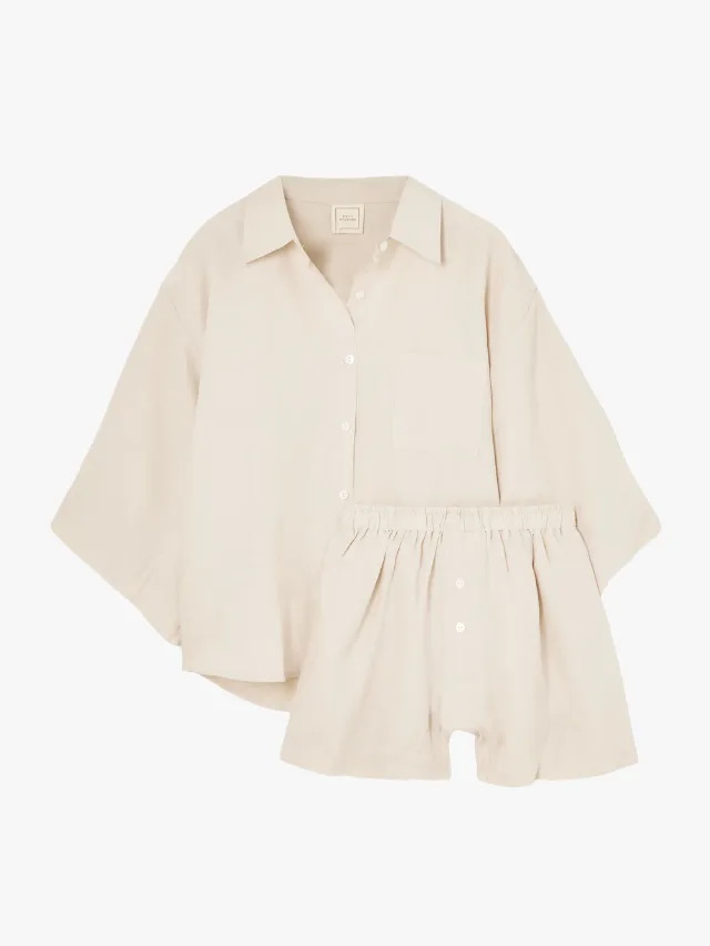 DEJI STUDIOS
The 03 Washed-Linen Shirt And Shorts Set