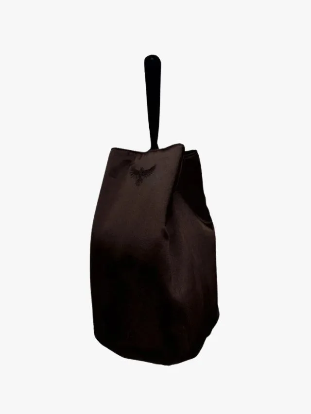 Ngali black satin pouch bag
